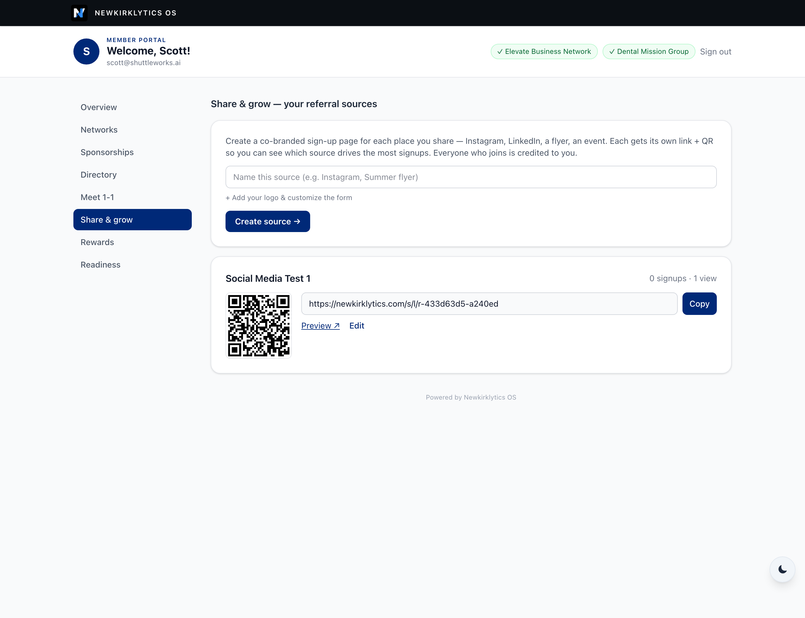 Share & grow — referral sources with QR codes
